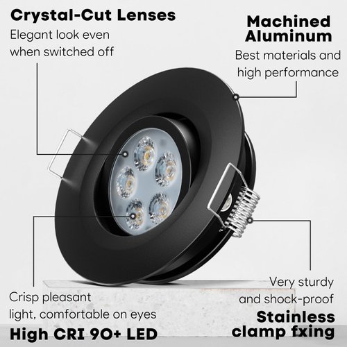 Acegoo Swivel RV Light Recessed Puck Light 12V LED Spotlight RV Interior Light, 36° Beam Angle Vertical 70° Adjustment,Full Aluminum Downlights,Diameter 2-3/4 Inch(Black 3000K)