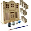 Oojami Wooden Police Station Crafting Kit: 12 DIY Unfinished Police Station Decoration Party Favors Supplies Ideal for Kids and Adults of All Ages with Paints and Brush (Pre-Assembled)