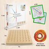 Wooden Geoboard with Rubber Bands Graphical Math Pattern Blocks Geo Board - Montessori Educational Toy for Kids with Pattern Cards and Rubber Bands Create Figures Shape STEM Puzzle Matrix Brain Teaser