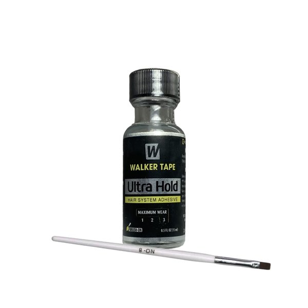 Ultra Hold Hair System Lace Glue Adhesive 0.5oz w/Wig Glue White Brush Applicator Bundle Pack | Wigs Front Bonding Weave Active Lace Adhesive Glue | Super Bold Hold Adhesive Glue