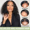 Eyefanniy Glueless Wigs Human Hair pre plucked Pre Cut Short Curly Bob Lace Front Wigs for Black Women 4x4 Lace Closure Glueless Wig with Elastic Band for Beginners 10 Inch