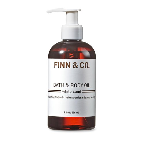 FINN & CO. White Sand Beach Inspired Fragrance Bath & Body Oil, Skin Moisturizer, Plant-Derived Nourishing Body Oil (8 oz)