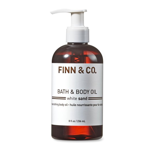 FINN & CO. White Sand Beach Inspired Fragrance Bath & Body Oil, Skin Moisturizer, Plant-Derived Nourishing Body Oil (8 oz)