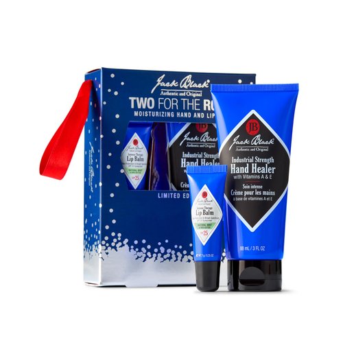 Jack Black Two For The Road Gift Set – Industrial Strength Hand Healer with Vitamins A & E and Natural Mint Intense Therapy Lip Balm with SPF 25 Sun Protection