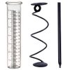 BIUWING Rain Gauge, Glass rain Gauge Outdoor, rain gauges for Yard with Stake Best Rated, Rain Water Meter Measuring with Metal Frame, Decorative for Garden, Deck, Lawn, Landscape
