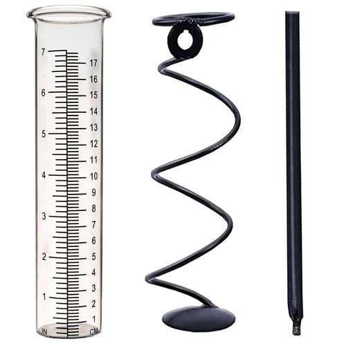 BIUWING Rain Gauge, Glass rain Gauge Outdoor, rain gauges for Yard with Stake Best Rated, Rain Water Meter Measuring with Metal Frame, Decorative for Garden, Deck, Lawn, Landscape
