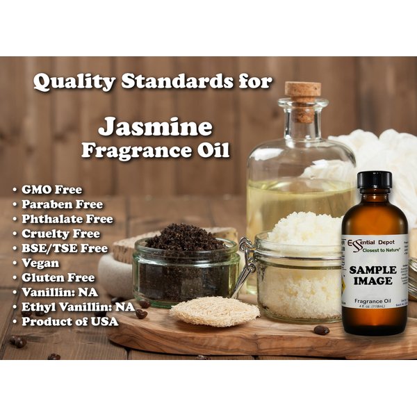 Jasmine Fragrance Oil - 4 oz - Supplied in 4 oz. Amber Glass Bottle with Black Phenolic Cone Lined and Safety Sealed Cap
