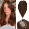 Benehair Human Hair Toppers for Women 100% Remy Human Hair 150% Density No Bangs Hair Topper 7 * 13 CM Silk Base Clip in Hair Pieces for Women 10 Inch #4 Medium Brown