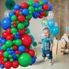 Red Blue Green Balloon Arch Garland Kit, 110 Pcs Green Red and Royal Blue PJ-Ma sks Latex Balloons Kit for Super Spider Hero Party Kids Birthday Baby Shower Graduation Boys Masks Party Decorations