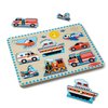 Melissa & Doug Vehicles Sound Puzzle - Wooden Peg Puzzle With Sound Effects (8 pcs) - Sound Puzzles for Toddlers, Wooden Puzzles For Kids Ages 2+