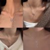 TseanYi Bow Pendant Necklace Silver Bow Knot Necklace Line Bow Tie Pendant Necklace Snake Chain Choker Necklace Minimalist Bow Snake Chain Necklace for Women Jewelry