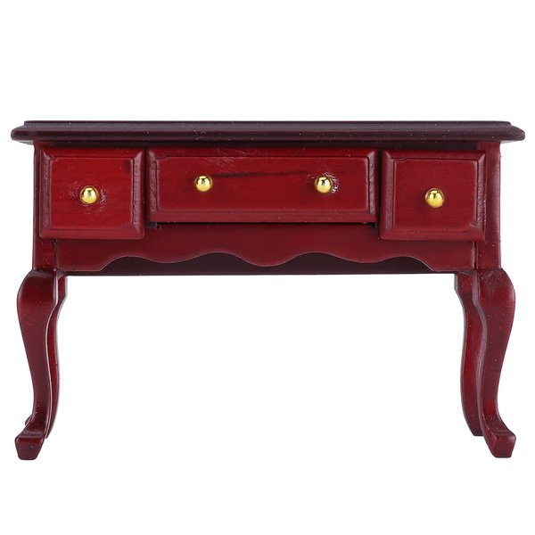 Dollhouse Table DIY Miniature Dollhouse Desk Mini Wooden Furnishings Accessories 3.7 x 2.5 x 1.6in