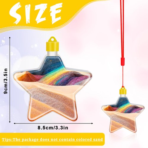 Star Shaped Sand Art Bottle Necklaces for Kids Sand Art Craft Kit Fun Craft Party Supplies Favors for Boys Girls, Sand Not Included (50 Pcs)