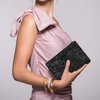 GM LIKKIE Crossbody Clutch Purse for Women, Glitter Evening Bag, Shoulder Wedding Handbag for Party (Black)