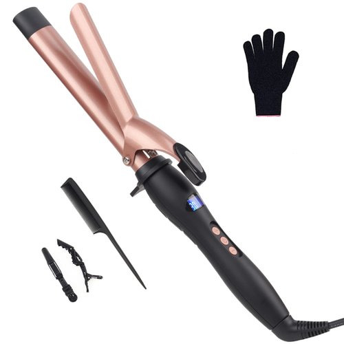Hair Curling Wand, 1.26Inch Curling Iron, Professional Ceramic Hair Curler Wand, Big Curls with Adjustable Digital Temperature, Dual Voltage, Auto Shut-Off (1.26 Inch)
