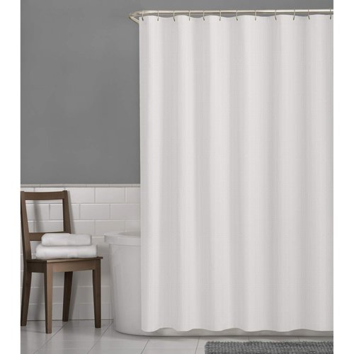 Maytex Norwich Textured Fabric Shower Curtain or Liner, White 72.00" x 70.00"