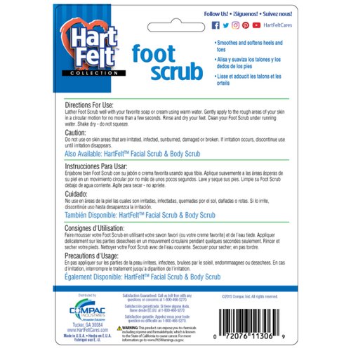 HartFelt Foot Scrub Sponge Exfoliator, Callus and Dead Skin Remover for Heel, Toes, and Foot, 1 Count, White