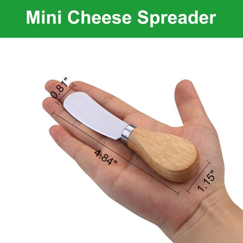 ProudMoore 10 Pcs Cheese Spreader Knives, Mini Butter Knife Spreader with Wooden Handle, Stainless Steel Cheese Knife Set for Charcuterie Board, Sandwich, Appetizers, Cocktail Spreading Knife