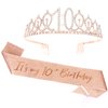 Rose Gold 10th Birthday Sash and Tiara for Girls, 10th Birthday Decorations for Girls, 10th Birthday Crown and Sash Set, Happy 10th Birthday Decorations, 10th Birthday Gifts for Girls