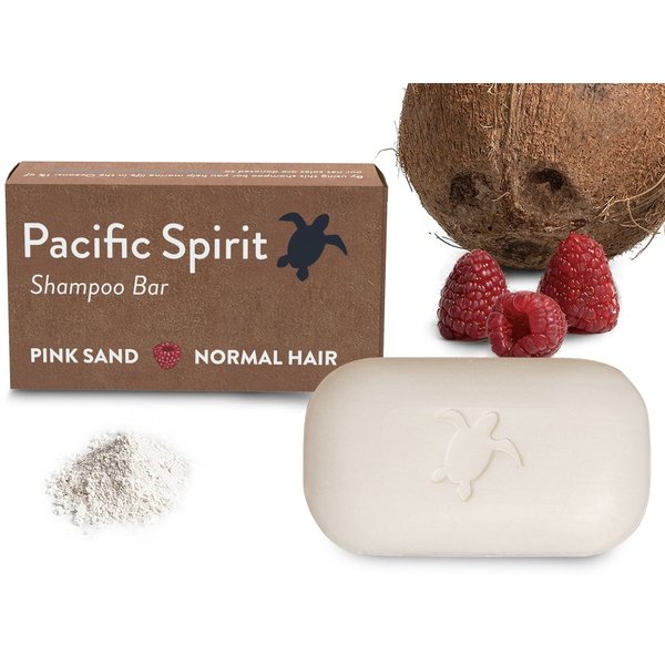 Pacific Spirit Bar Shampoo for normal hair with Coconut Oil & Raspberry, Rich foam, Sulfate-Free, Soap-Free, Zero Waste, Vegan, Eco-Friendly, 3.53 Oz