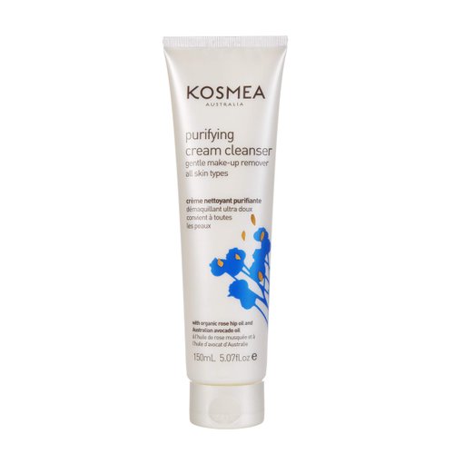 Kosmea Natural Cream Cleanser for Face – Purifying Cream Cleanser for dry skin, sensitive skin or normal skin – Rosehip Oil, Avocado Oil, Vitamins A, B & D – 5.07 fl oz