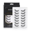 Biounce Wispy Natural Faux Mink Cat Eye False Eyelashes 3D Vegan 7 Pairs Full Strip Clear Band (BO22-3), Black
