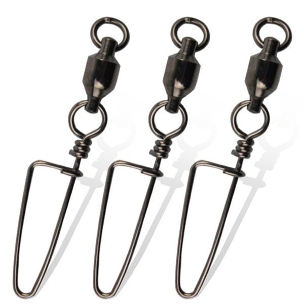 AGOOL Fishing Swivels Snaps Ball Bearing Swivels with Coastlock Snap Stainless Steel High Strength Welded Ring Black Nickle Coated Fishing Snap Swivels Saltwater Swivels Fishing Tackle 26Lb - 503Lb