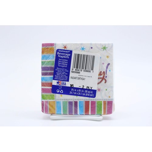Amscan Radiant Birthday Beverage Napkins