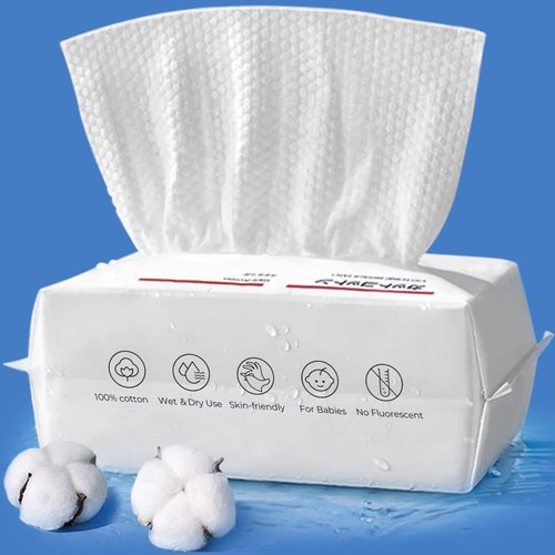 Face Towelettes Disposable-Extra Thick Facial Towels 100% Cotton Tissues,Dry Wet Use Clean Skin Towels,Unscented Facial Tissue for Skin Care,Makeup Remover and Washing Face