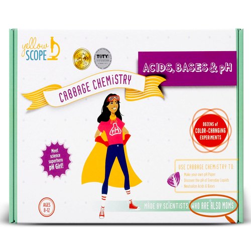 Yellow Scope Science Kit for Kids, Acid, Base & pH Kit for Girls and Boys, Cabbage Chemistry, STEM Learning Color Changing Experiment, Kids Ages 8-12