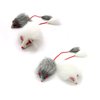 Kats'N Us Real Rabbit Fur Long Hair Mouse with Elastic Tail Cat Toy - 4pk