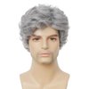 Dai Cloud Grey Short Curly Wigs for Men Natural Fluffy Synthetic Layered Daily Hair for Male Wig Cap