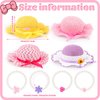 Zhanmai 4 Pcs Christmas Girl Tea Party Hats Straw Hat for Girls Sun Dress up Hats for Kids Toddlers with 4 Pcs Pearl Bracelets for Children Costume Birthday Party Supplies Christmas Beach Travel Gifts