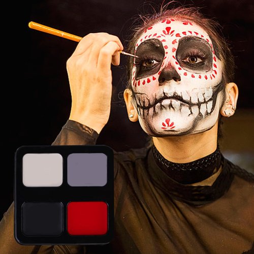 Face Painting Kit, Black White Red Gray Face Paint, Face Paint Crayons, Face Body Painting Kit for Halloween Clown Makeup, Cosplay, Costume, SFX Special Effect