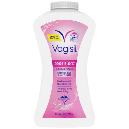 Vagisil Odor Block Deodorant Powder for Women, Helps to Prevents Chafing, Talc-Free, 8 Ounce (Pack of 1)