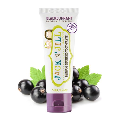 Jack N' Jill Natural Toddler Toothpaste for Baby, Kids and Infants 6 Months & Up, Fluoride Free Training Toothpaste for Toddlers 1-3, 40% Xylitol, BPA Free - Blackcurrant, 1.76 oz (Pack of 1)