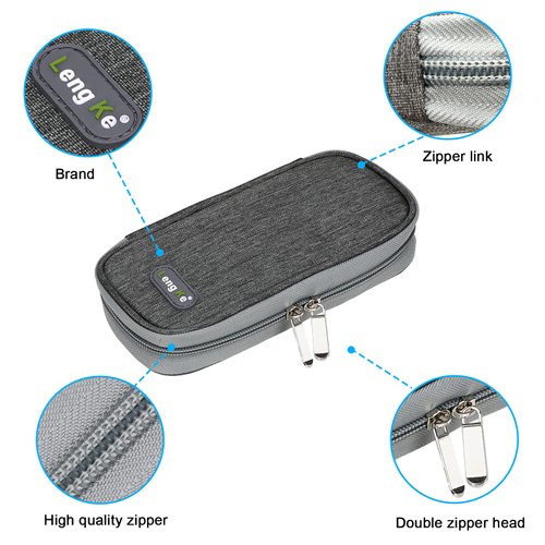 YOUSHARES Insulin Travel Case - Insulin Cooler Bag for Pen, Medicine, Pen Glucose Meter and Other Diabetic Supplies（Grey,Bag Only