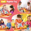 Kids Cash Register Toy with Scanner Realistic, Pretend Play Cash Register with Fast Food/Play Money/Credit Card/Calculator/Microphone Gift Ideas for Toddlers Girls Boys 2-4 3-5 4-8