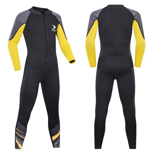 ZCCO Kids Wetsuit,2.5mm Neoprene Thermal Swimsuit, Youth Boy's and Girl's One Piece Wet Suits Warmth Long Sleeve Swimsuit for Diving,Swimming,Surfing etc Water Sports (Black, XS)