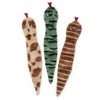 ZippyPaws Skinny Peltz - 3 Multicolored Snakes - No Stuffing Squeaky Dog Toys, Unstuffed Chew Toy for Small & Medium Breeds, Bulk Multi-Pack of 3 Soft Plush Dog Toys, Flat No Stuffing Puppy Toys - 18"