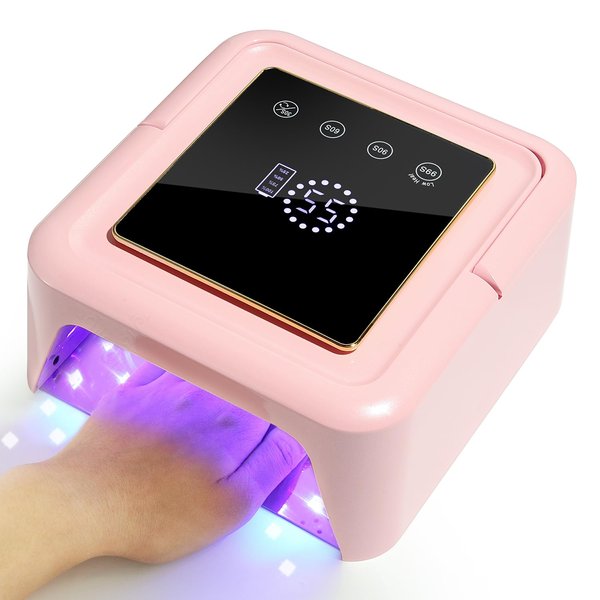 YOKEFELLOW UV LED Nail Lamp - Cordless UV Nail Dryer for Gel Nail Polish with LED Display Auto Sensor 72W Rechargeable Nail Curing Lamp
