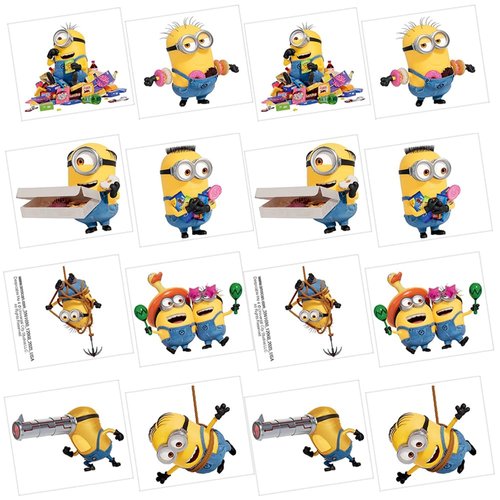 Amscan Colorful Despicable Me Temporary Tattoos - 2" x 1.75" (24 Count) - Fun & Easy to Apply Cartoon Character Designs - Perfect for Kids' Parties or Everyday Wear