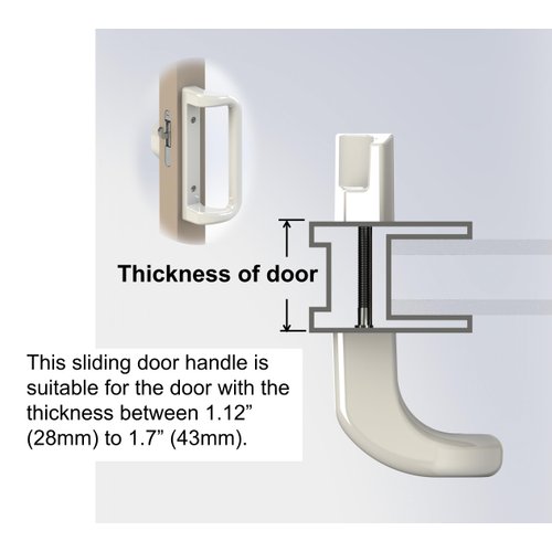 House Guard White Patio Door Handle Set with Mortise, Suitable for Replacement Doors Lock 3-15/16”Screw Hole Spacing.Choices That Add a Unique to Your Patio Glass Sliding Door.