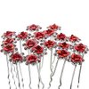WOIWO 20 PCS Crystal Hair Pins Rose U-sharped Design Metal Hair Pins Fit for Women and Girls Hair Jewelry Accessories, Red