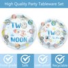80 Pcs Space 2nd Birthday Party Supplies, Two the Moon Plates Napkins Forks Tableware Kit for Outer Space Man Galaxy Astronaut Theme Boys 2nd Birthday Party Supplies Decorations-20 guests