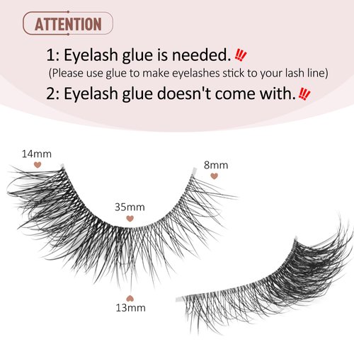 Onlyall Natural Look False Eyelashes, A18, 14MM, Gradient, Black, Faux Mink, Cruelty Free, Pair, 7.0 Count, Reusable