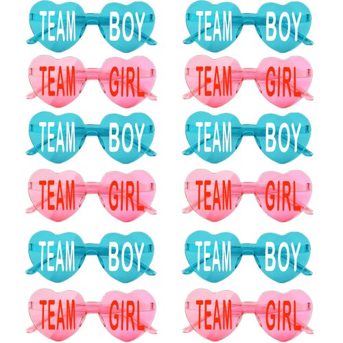 ﻿ 12 Pcs Gender Reveal Glasses Gende r Reveal Party Favor Team Boy Team Girl Party Decor Pink Blue for Gender Reveal Party Decorations