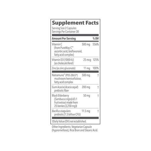 LifeSeasons Clinical Immunity - Daily Boost - Immune System Booster - Pre + Probiotics - Increases Antibodies & Immune Cells - Elderberry, Zinc, Natramune & Vitamin C + D3-60 Capsules