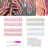Long Matte Press on Nails Colorful Square Coffin Fake Nails Full Cover Acrylic False Nails for Women and Girls 96PCS