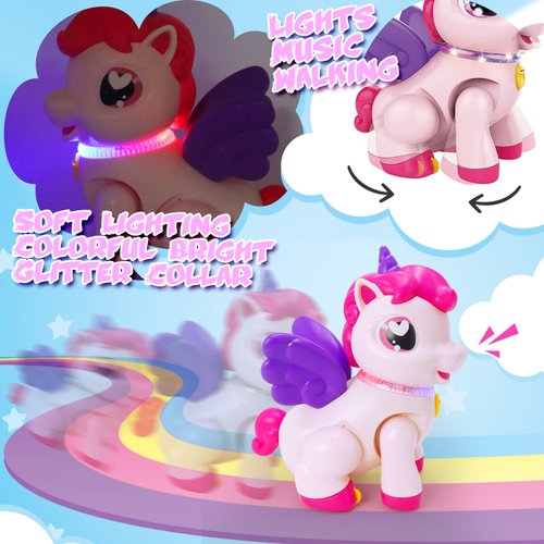 Dewhuh Musical Unicorn Baby Crawling Toys for 1 Year Old Girl Baby, Walking Interactive Action Infant Light up Toy,Tummy Time Toddle Development Learning Birthday Gift for 7 8 9 10 11 12 Month